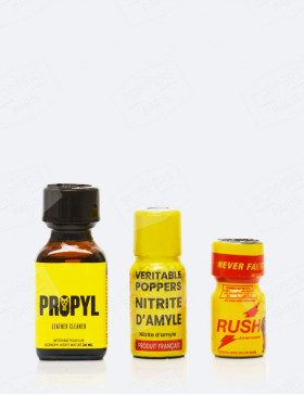 Pack Poppers Jaune : Propyl, Véritable amyle et Rush Original PWD