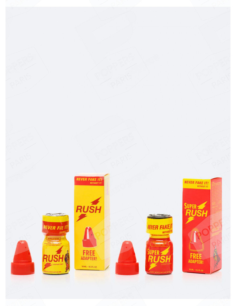 Poppers Rush Duo Pack (Propyle + Amyl) avec bouchon inhalateur