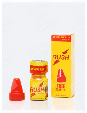 Poppers Rush 10 ml avec le packaging et le bouchon inhalateur